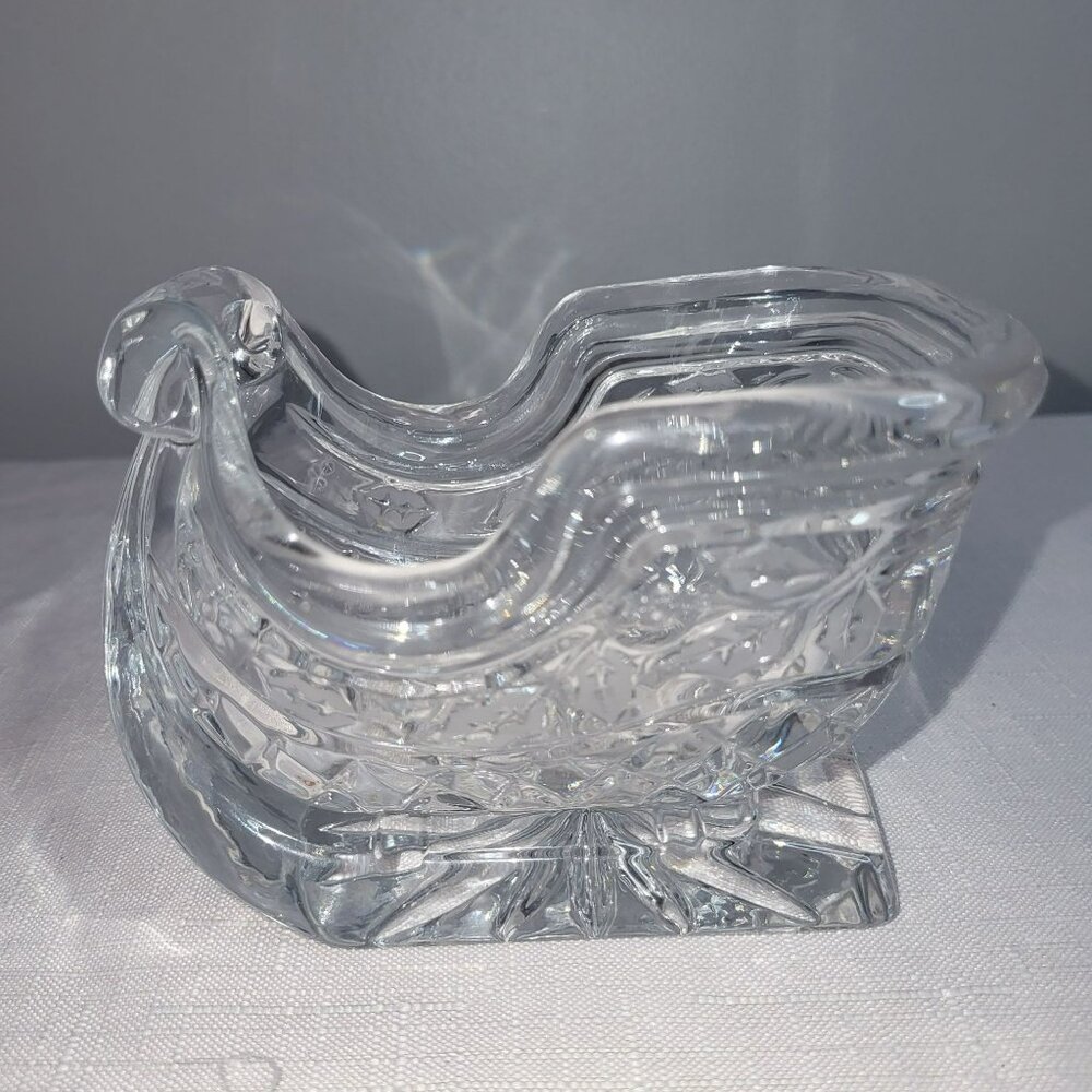 Vintage Crystal Sleigh Candy Dish Clear Pressed Glass Decorative Tableware